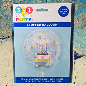 3 2 1 Party! Birthday Cake Stuffed Balloon 13.4 in Foil 22 in Clear Air/Helium